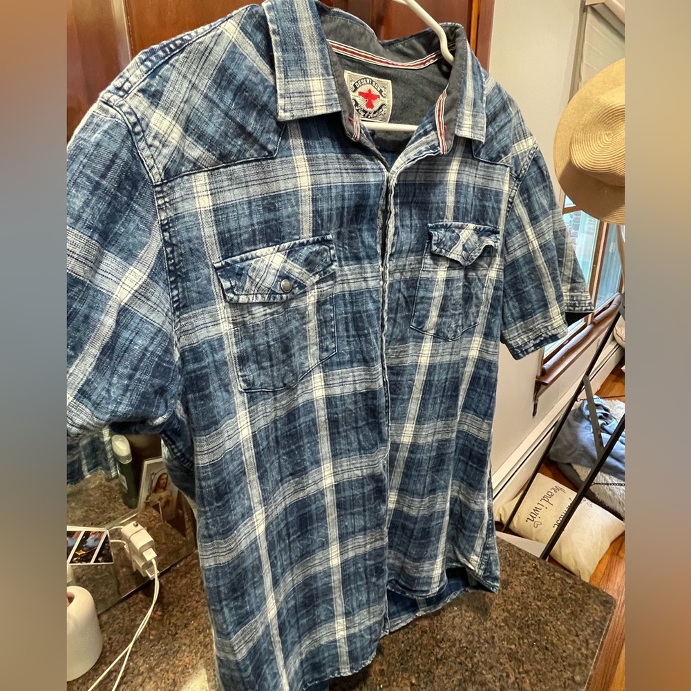 Flag and anthem button down shirt